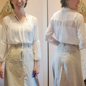GONE *Beautiful Swiss Top White Chiffon Top*